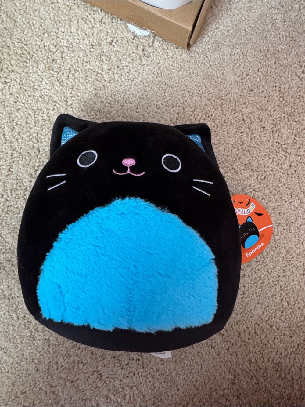 Squishmallows Eponine Black Cat Plush with Bright Blue Belly